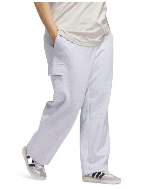Adidas Gray Plus Size Essentials Fleece Logo Cargo Pants