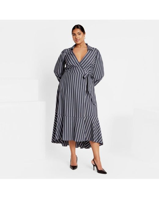 City Chic Women's Blue Plus Size Selena Wrap Dress - www.disolcolor.com