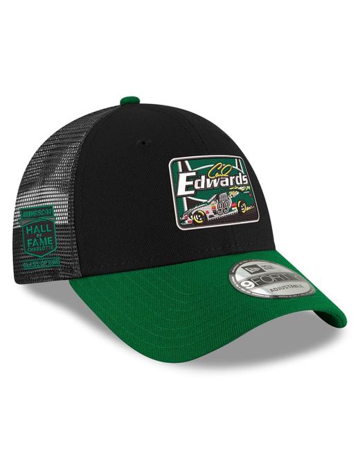 KTZ Black/green Carl Edwards 2025 Nascar Hall Of Fame 9forty Adjustable Trucker Hat for men