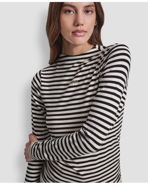 DKNY Blue Embellished Pull-on Top