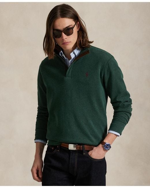 Polo Ralph Lauren Men's Green Luxury Jersey Quarter-zip Pullover