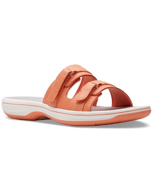 Clarks Pink Cloudsteppers Breeze Piper Comfort Slide Sandals