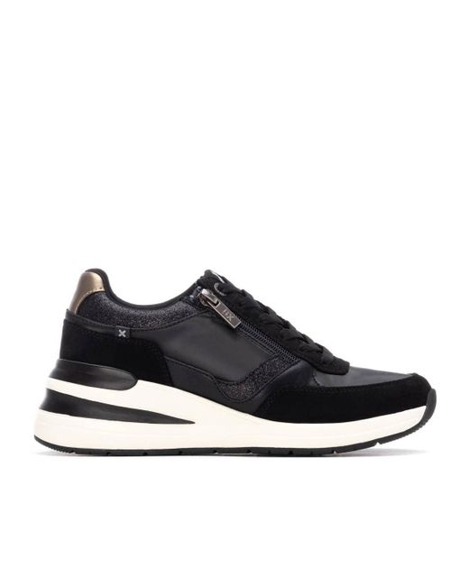 Xti Black Wedge Sneakers By