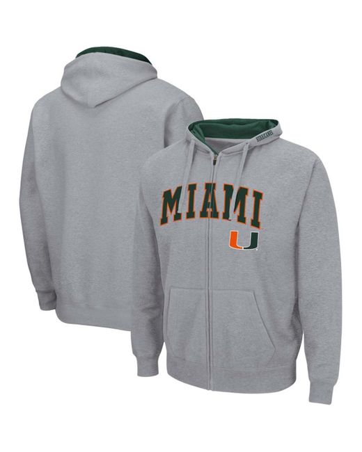 Colosseum Athletics Gray Miami Hurricanes Arch Logo 3.0 Full-zip Hoodie for men