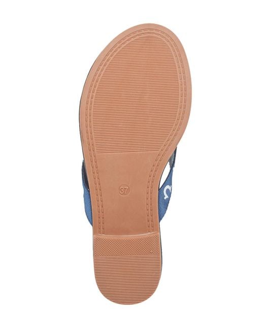 True Religion Blue 's Logo Flip Flop Sandals – Slim Strap Design With Branded
