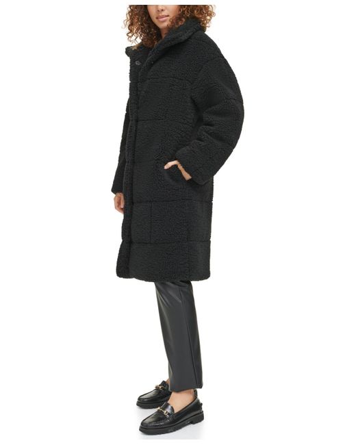 Levi's Black Long Quilted Teddy Coat