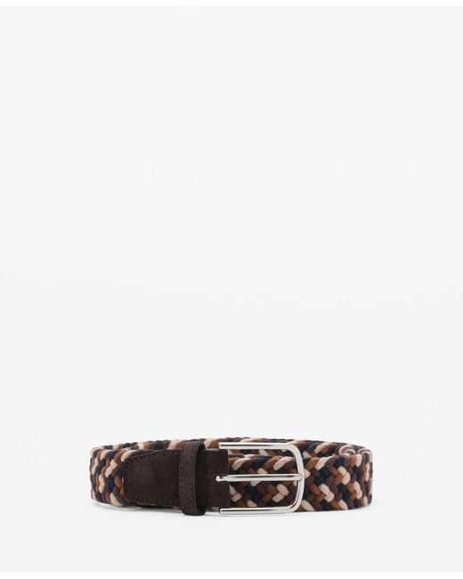 Mango White Braided Elastic Colored Belt for men
