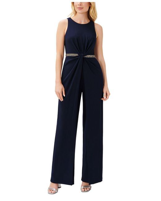Adrianna Papell Synthetic Embellished Twist-front Jumpsuit in Midnight ...