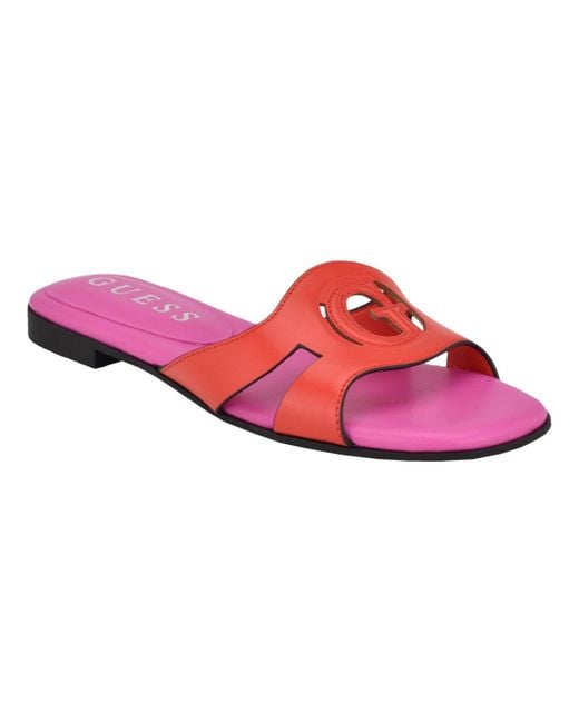 Guess Pink Ciella Logo One Band Slide Open Toe Sandals