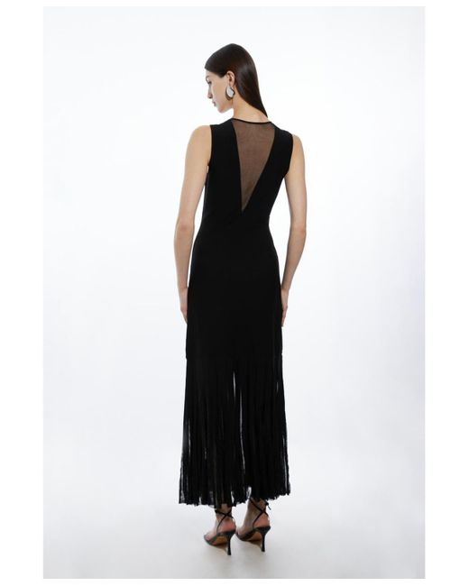 Karen Millen Black Sheer Skirt Maxi Knit Dress
