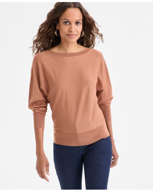 INC International Concepts Blue Petite Lightweight Boat-neck Pullover