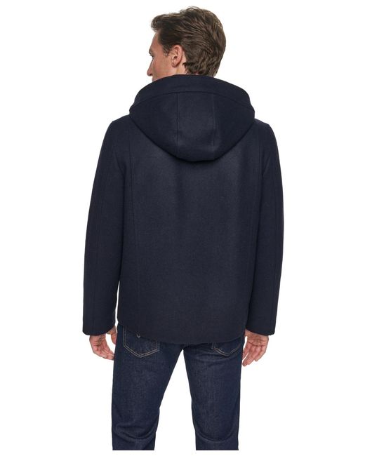 Cole Haan Blue Front-zip Duffel Wool Jacket for men