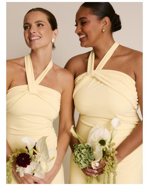 Six Stories Natural Halter Neck Stretch Bridesmaid Dress