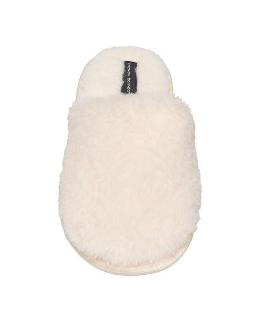 French Connection White Mila Plush Slipper