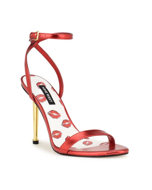 Nine West Red Reina Almond Toe Stiletto Dress Sandals