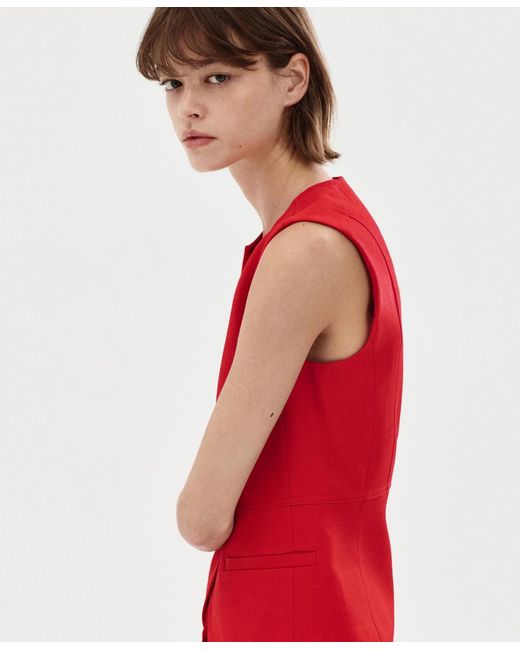 Mango Red Buttoned Lyocell Vest
