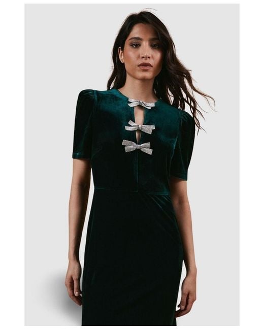 Oasis Black Occasion Velvet Bow Midaxi Dress.