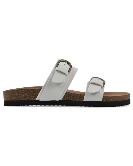 White Mountain Brown Hardball Round Toe Flat Sandals
