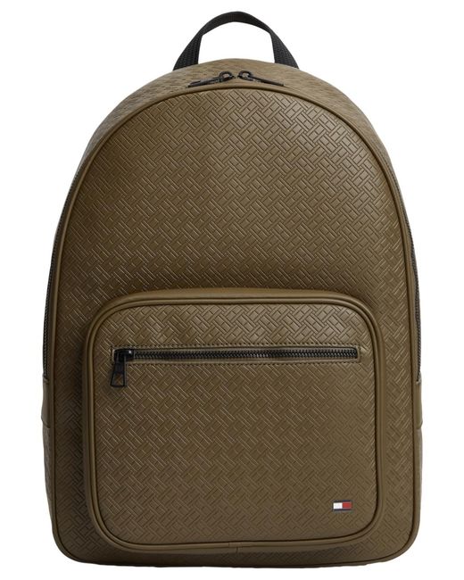 Tommy Hilfiger Green Embossed Flag Backpack for men