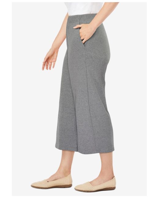 Woman Within Gray Plus Size 7-day Knit Culotte