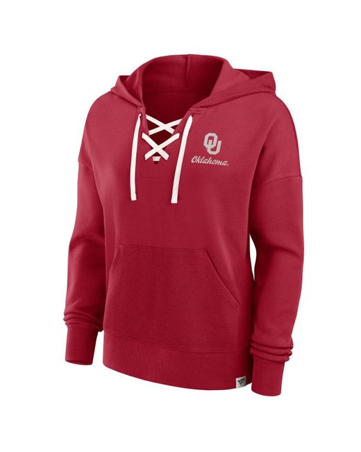 Fanatics Red Oklahoma Sooners Heritage Original Script Lace-up Pullover Hoodie