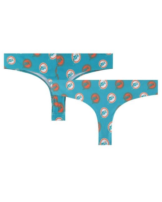 Concepts Sport Blue Miami Dolphins Record Allover Print Knit Thong