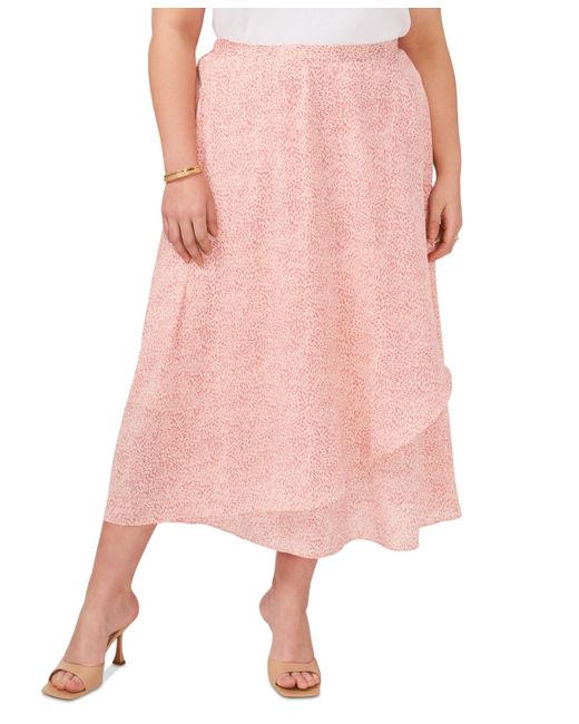 Vince Camuto Pink Plus Size High-low Crossover Midi Skirt