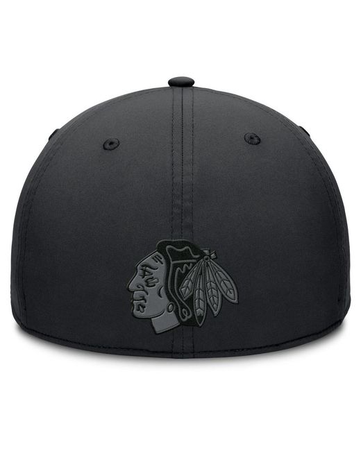 Fanatics Black Chicago Hawks Authentic Pro Road Team Code Flex Hat for men