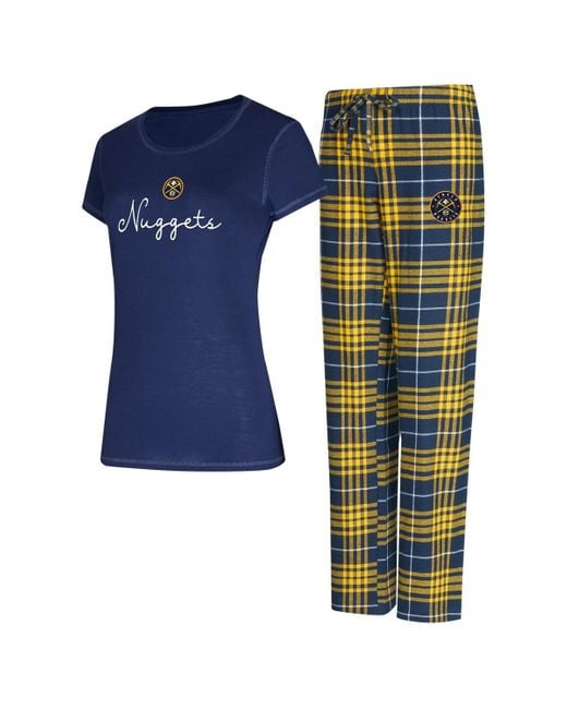 Concepts Sport Blue 2-piece Navy/gold Denver nuggets Vector Top And Flannel Pants Sleep Set