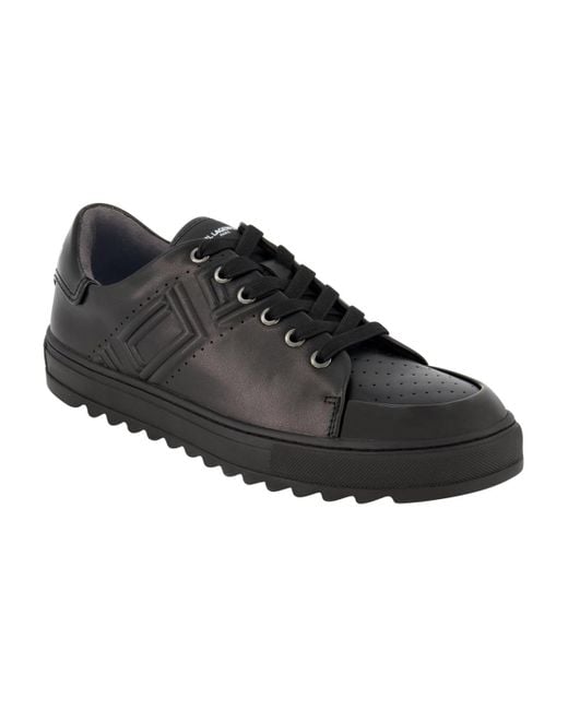 Karl Lagerfeld Black Side Embossed Logo And Patent Detail Leather Sneakers for men