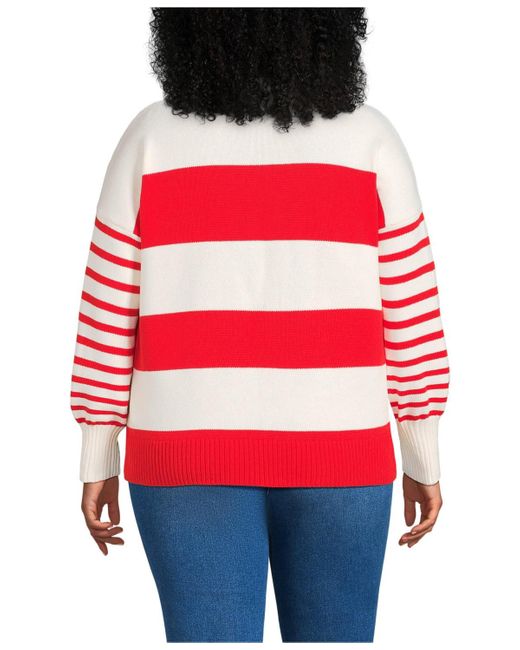 Lands' End Red Plus Size Drifter Jersey Crewneck Sweater