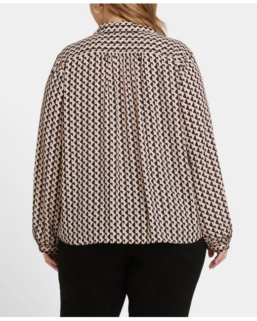 NYDJ Multicolor Plus Size Modern Blouse Point Collar Top