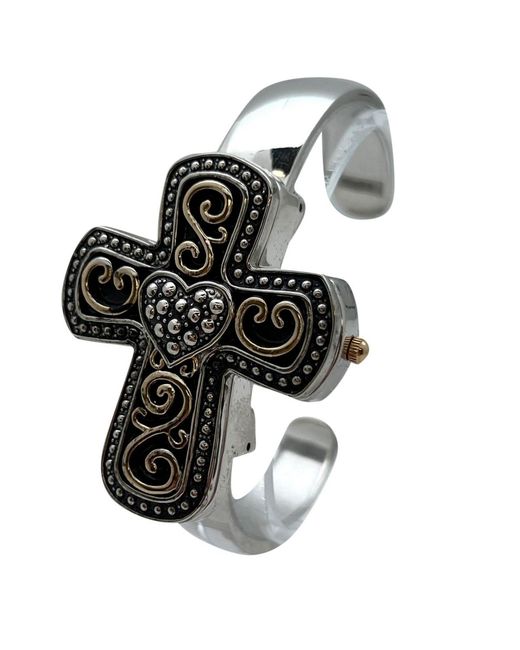 Olivia Pratt Black Cross Shape Bangle Watch