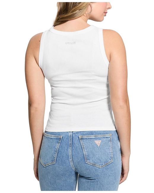 Guess Blue Alexia Sequin Cotton Sleeveless Top