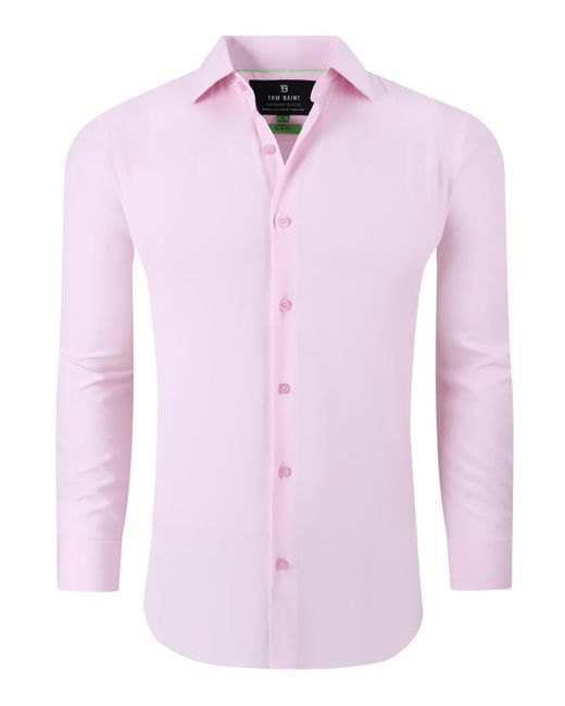 Tom Baine Pink Performance Stretch Solid Button Down Shirt for men