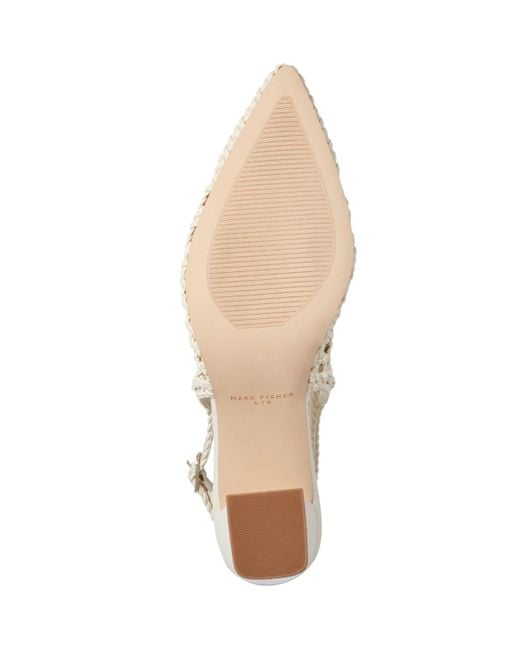 Marc Fisher Natural Zaiden Woven Block Heel Slingback Pumps