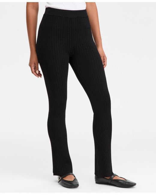 INC International Concepts Black High-rise Rib-knit Sweater Pants