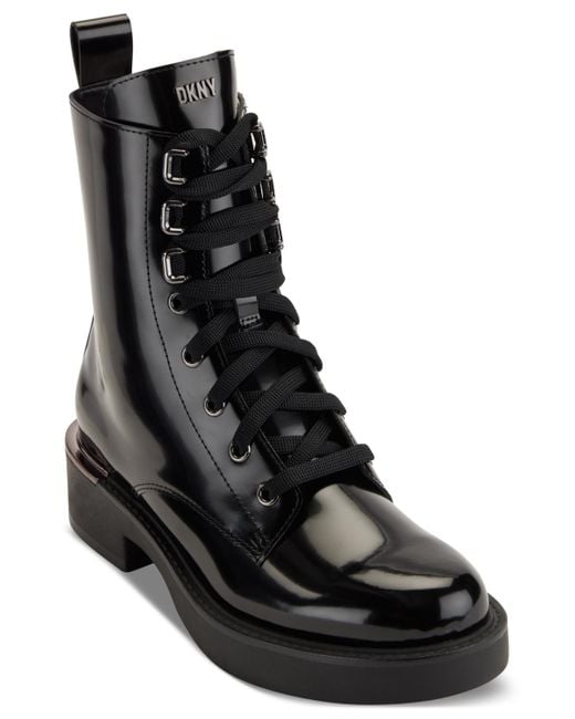 DKNY Black Talma Lace-up Combat Boots