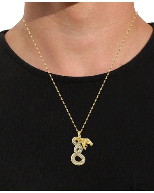 Macy's Metallic Diamond Striking Snake 22" Pendant Necklace (1/4 Ct. T.w. for men