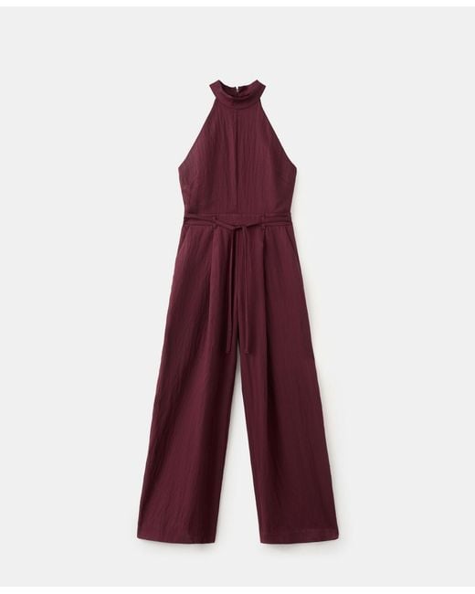 Mango Purple Halter-neck Lyocell Jumpsuit