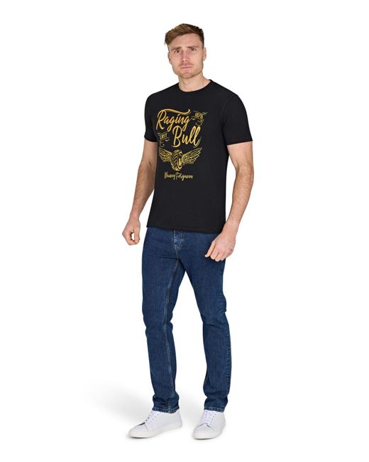 Raging Bull Black Mf Wings Print T-shirt for men