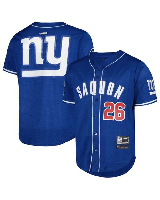 Pro Standard Blue Saquon Barkley New York Giants Mesh Baseball Button-up T-shirt for men