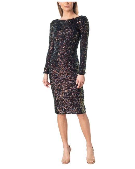 Dress the Population Longsleeve Bodycon Sequin Dress in Black Lyst