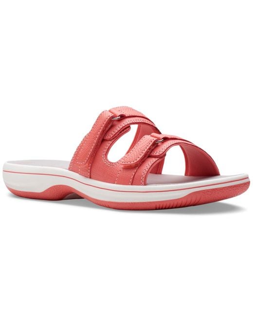 Clarks Pink Cloudsteppers Breeze Piper Comfort Slide Sandals