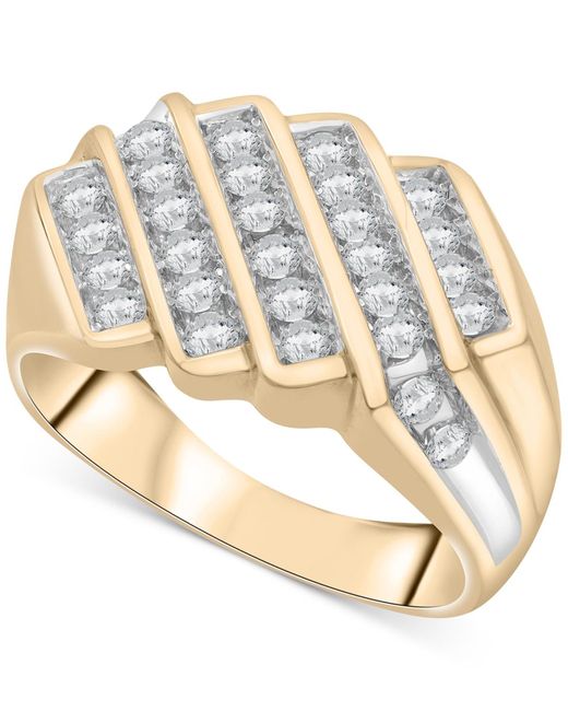 Macy's Metallic Diamond Diagonal Multi-row Ring (1 Ct. T.w for men