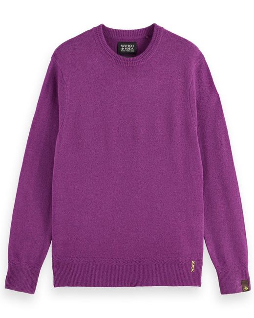 Scotch & Soda Purple Solid Crew Neck Sweater for men