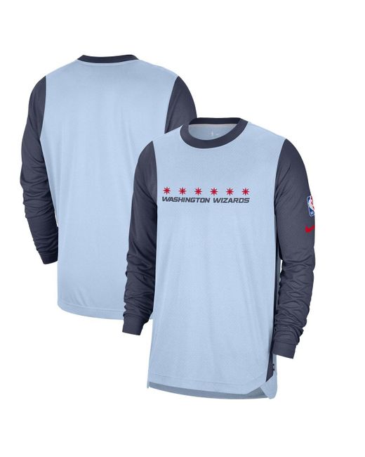 Nike Blue Washington Wizards 2024/25 City Edition Authentic Pregame Performance Long Sleeve Shooting T-shirt for men