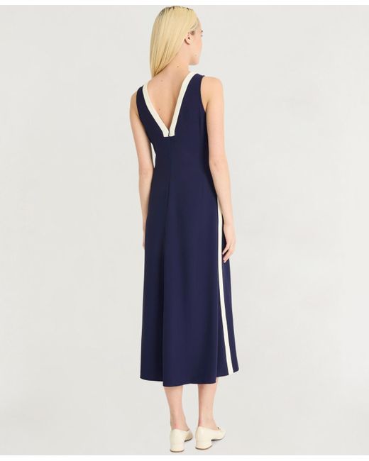 Luxely Blue V-neck Midi Dress