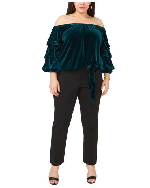 Msk Plus Size Velvet Offtheshoulder Top in Black Lyst