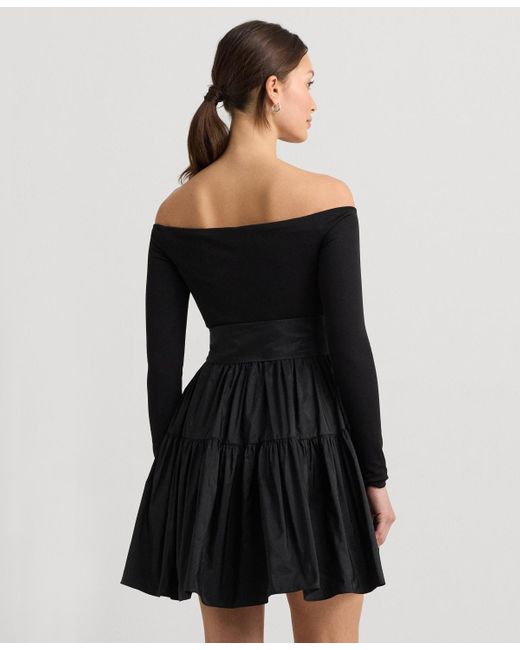 Lauren by Ralph Lauren Black Off-the-shoulder Fit & Flare Dress